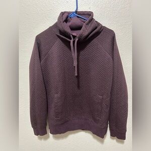 PrAna Quilted Funnel Neck Pullover Sweatshirt Size Medium Plum